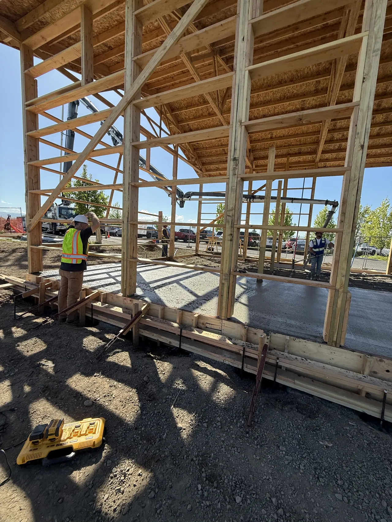 Wall and roof framing from inside the building at Walla Walla Veterans Home