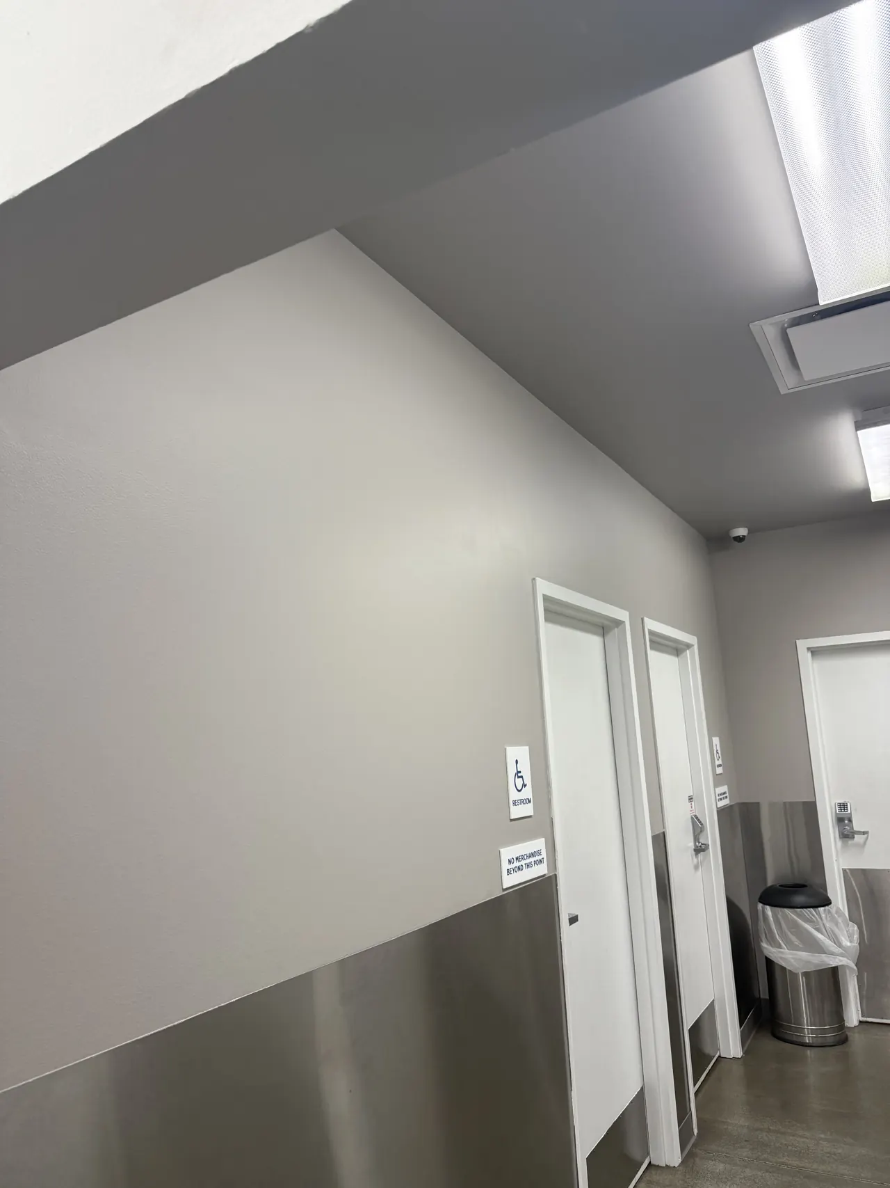 Finished fitting-room corridor and doors